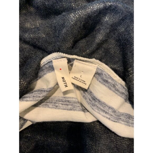 Moth Anthropologie Gray Striped Cowl Neck Sweater, Size L - Picture 5 of 5
